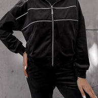 Damen Sportliches Fleece-Set mit Reißverschluss und Kapuze WW