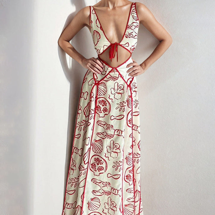 Damen Maxikleid mit raffiniertem Cut-Out-Design und verstellbaren Trägern W&W Mode