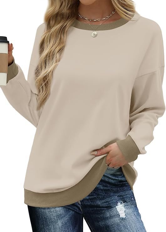 Damen Bequemer Pullover mit Kontrastbündchen WW