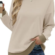Damen Bequemer Pullover mit Kontrastbündchen WW