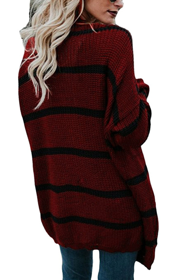 Damen Strickcardigan mit lässigem Streifendesign und offenen Fronten WW