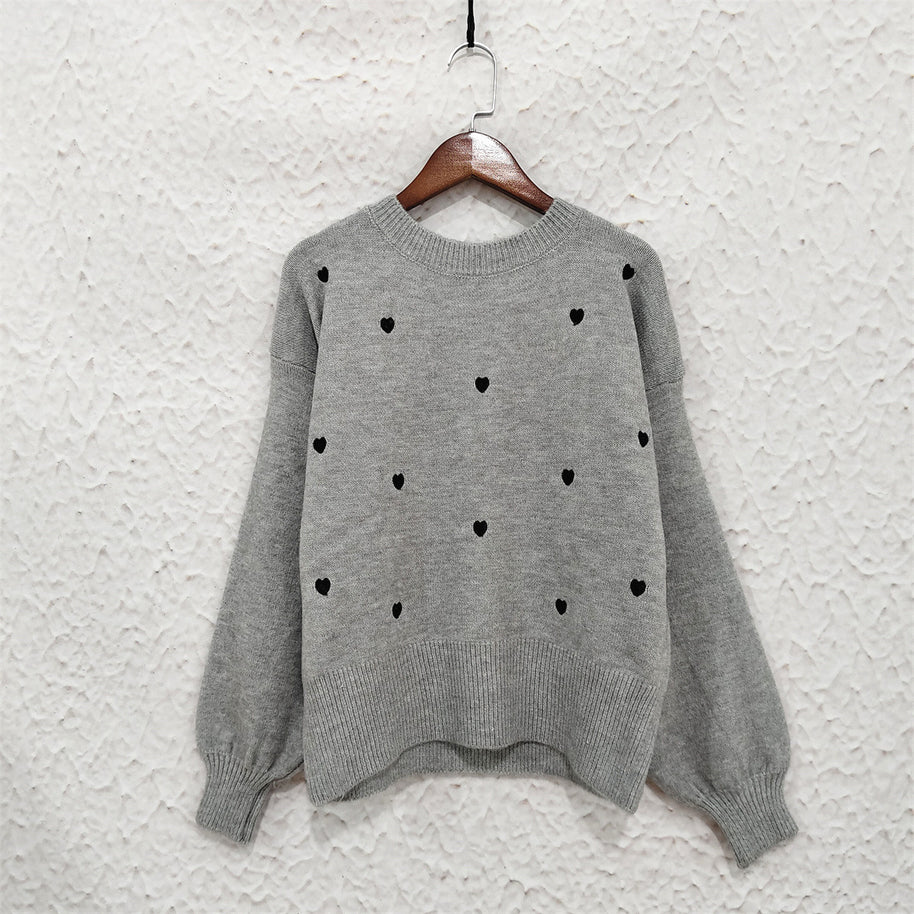 Damen Pullover mit verspieltem Herzdesign WW