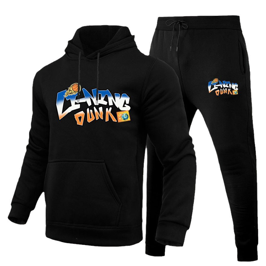 Damen Sportliches Hoodie- und Jogginghose-Set mit kreativem Basketball-Design WW