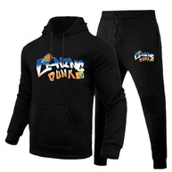 Damen Sportliches Hoodie- und Jogginghose-Set mit kreativem Basketball-Design WW