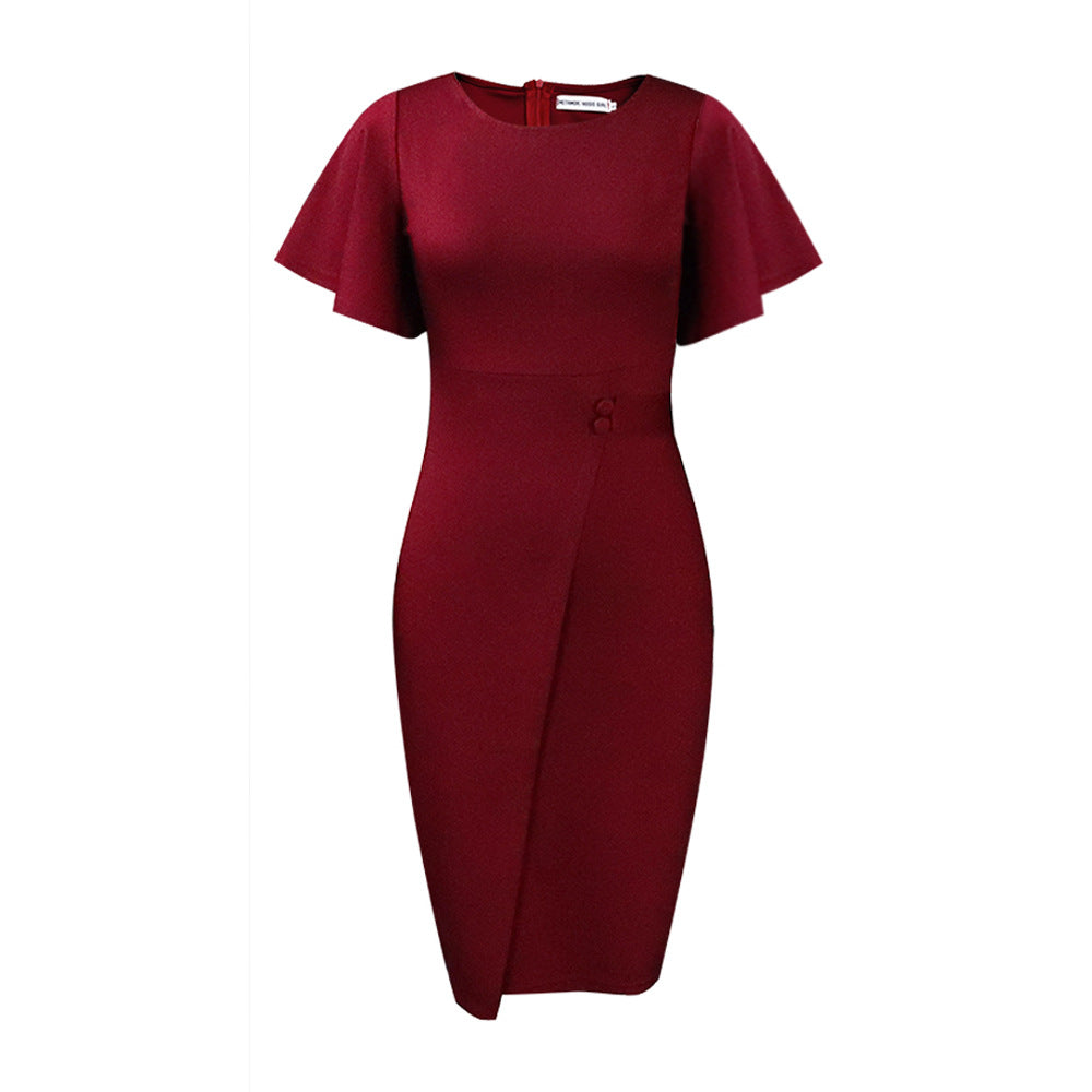 Damen Figurbetontes Kleid mit eleganten Rüschensäumen und schimmerndem Detail WW