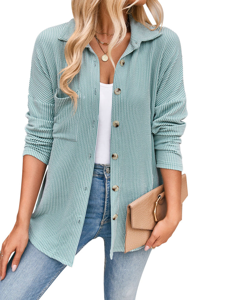 Damen lässige Strickjacke mit Knopfleiste W&W Mode