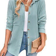 Damen lässige Strickjacke mit Knopfleiste WW