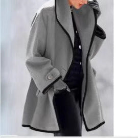 WW | Mehrfarbiger lockerer kapuzen Wollmantel