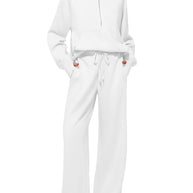 Damen sportliches Sweatset mit hohem Kragen und weitem Bein WW