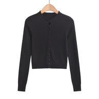 Damen Strickjacke mit modischem Rundhalsausschnitt und eleganter Knopfleiste WW