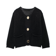 Damen Strickjacke mit offener Maschenstruktur und komfortablen Taschen WW