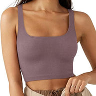 Damen Crop Top mit geripptem Stoff und breiten Trägern WW