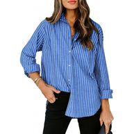 Damen Designermode gestreifte Bluse mit langen Ärmeln WW