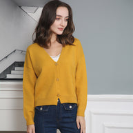 Damen Strickjacke mit V-Ausschnitt und Knopfdetails WW