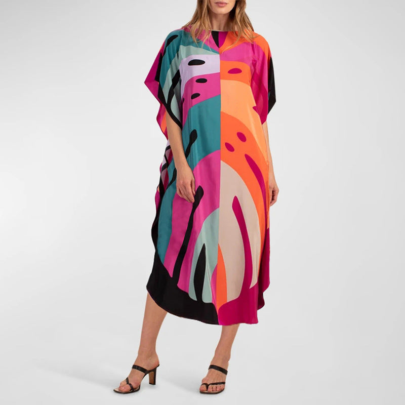 Damen Maxikleid mit modernen Wellenmustern WW