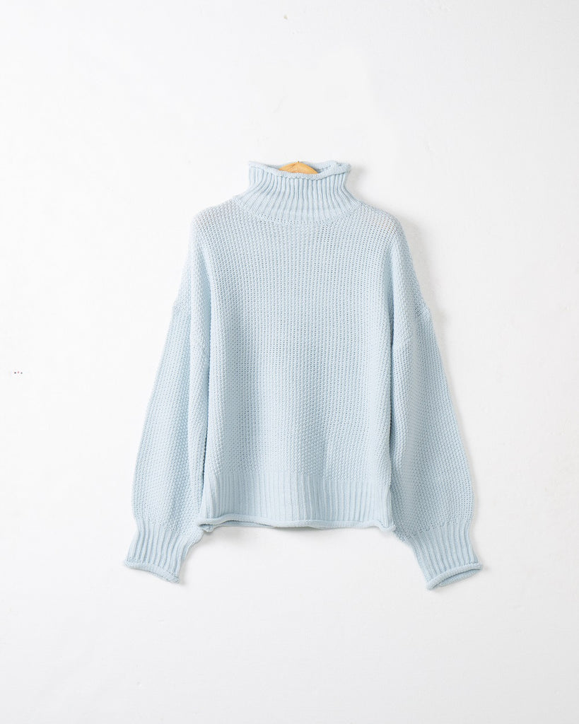Damen modischer Pullover mit hohem Kragen und strukturierter Textur WW