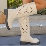 Damen Stiefel mit dekorativem Schnitt und komfortabler Gummisohle WW