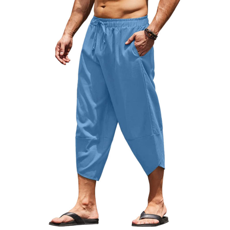 Herren Relaxed Fit Cropped-Hosen mit verstellbarem Bund WW