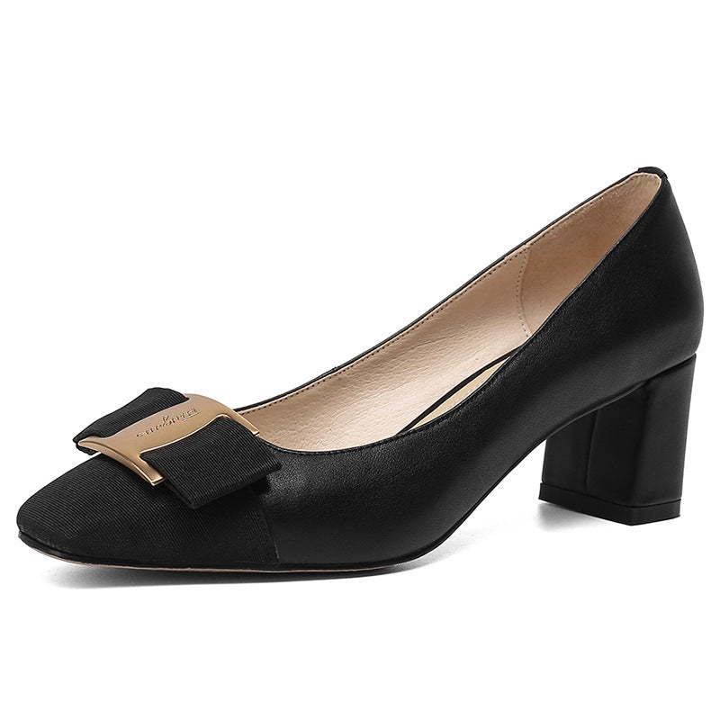 Damen Pumps mit elegantem Schleifen-Design und bequemem Blockabsatz WW