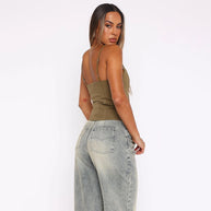 Damen Strukturierter Denim Korsett-Top WW