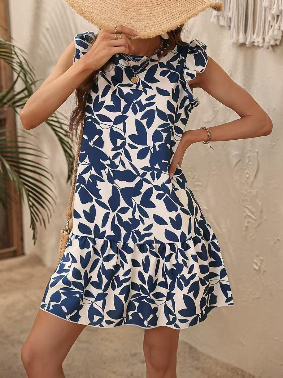 Damen Sommerkleid mit Rüschendetails und floralem Muster WW