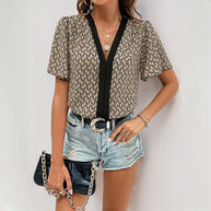 Damen Body mit modernen Puffärmeln und elegantem V-Ausschnitt WW