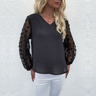 Damen Bluse mit eleganten Puffärmeln und strukturiertem Obermaterial WW
