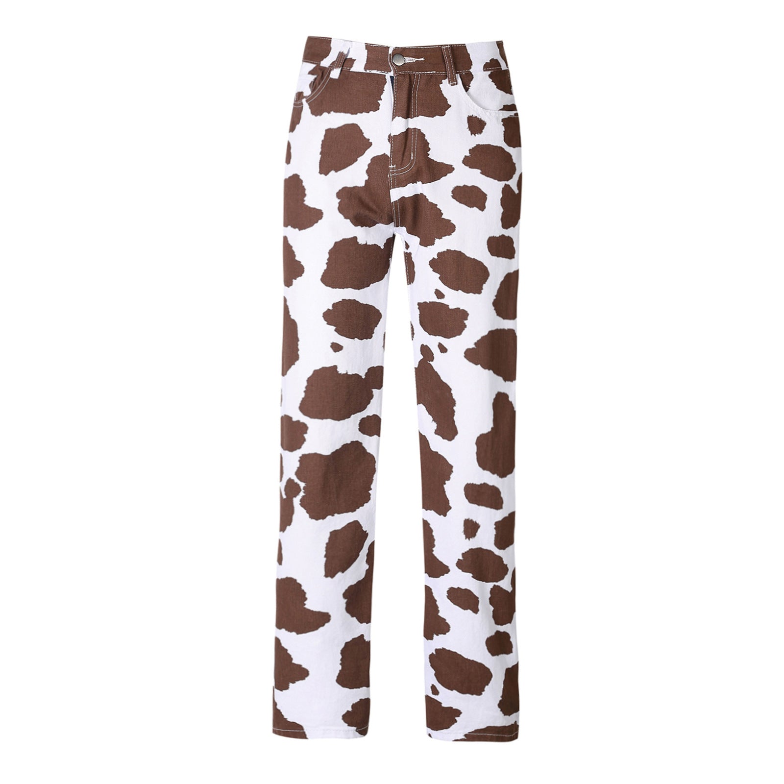 WW | Damen Kuhflecken Gerade Geschnittene Hose