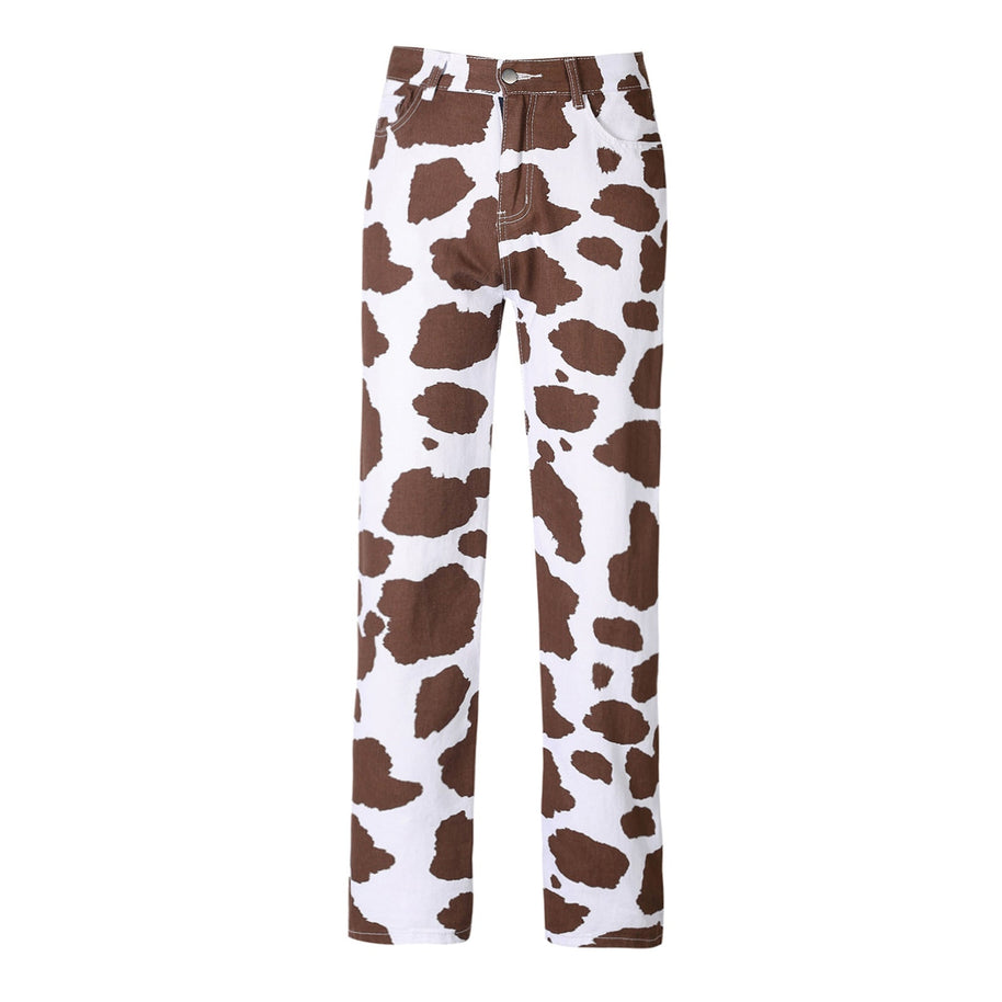 WW | Damen Kuhflecken Gerade Geschnittene Hose