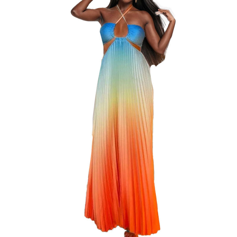 Damen Maxikleid mit Cut-Out-Details und Plisseefalten WW
