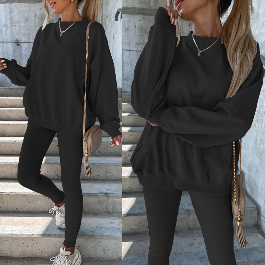 Damen Sportlicher Freizeitanzug mit oversized Sweatshirt und enganliegenden Leggings WW