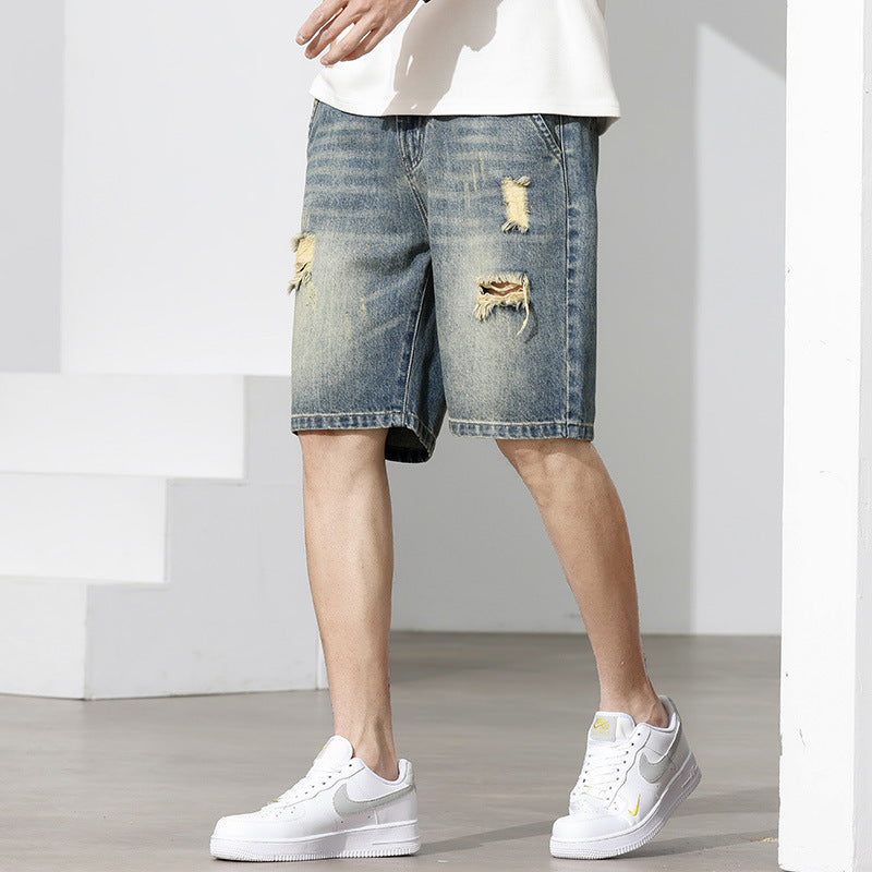 Herren Denim-Shorts mit stylischem Destroyed-Effekt und lässigem Schnitt WW