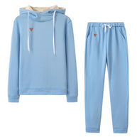 Damen Sportliches Hoodie-Set mit bequemer Passform und elastischen Hosen WW