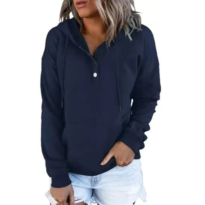Damen Kapuzenpullover mit Knopfleiste und lässigem Schnitt W&W Mode