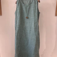 Damen Ärmelloses Leinen Shift Kleid WW