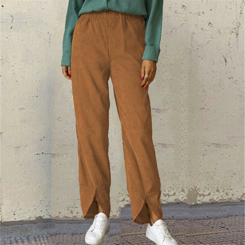 Damen Freizeithose mit modischem Schlitz-Design und elastischem Bund WW
