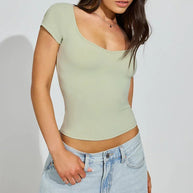 Damen figurbetontes Basic T-Shirt WW