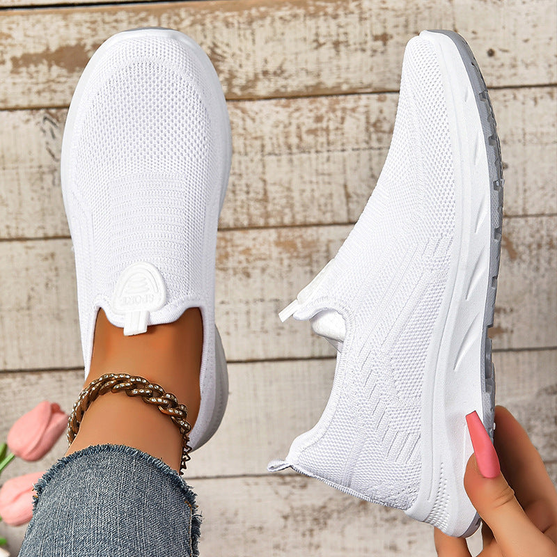 Damen Leichte Slip-On Sport Sneakers mit atmungsaktivem Strickobermaterial WW