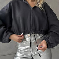 Damen Sportlicher Cropped Hoodie WW