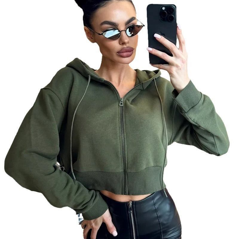Damen Sportliche Crop-Top Jacke WW