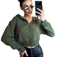 Damen Sportliche Crop-Top Jacke WW