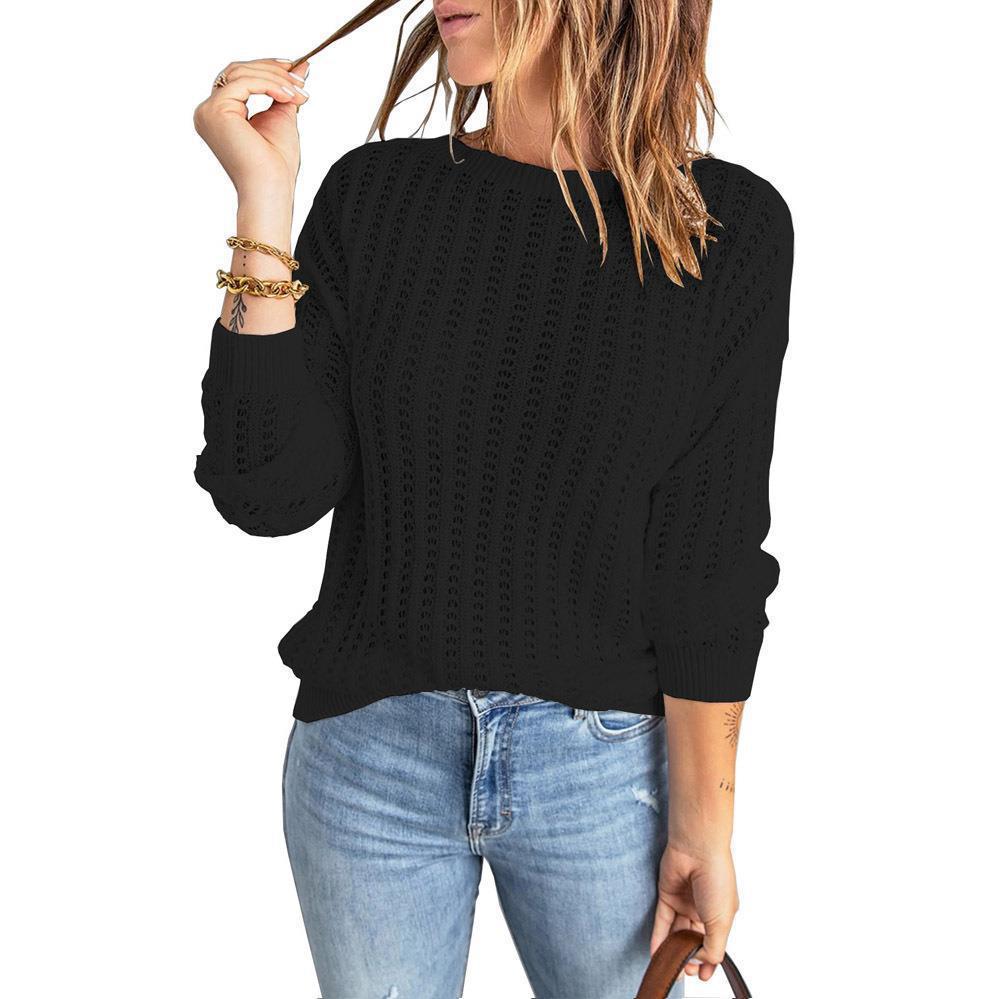 Damen Strickpullover mit strukturiertem Muster und weiten Ärmeln WW