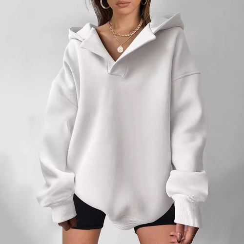 Damen Oversized Hoodie mit modernem Kragen und lässiger Passform W&W Mode