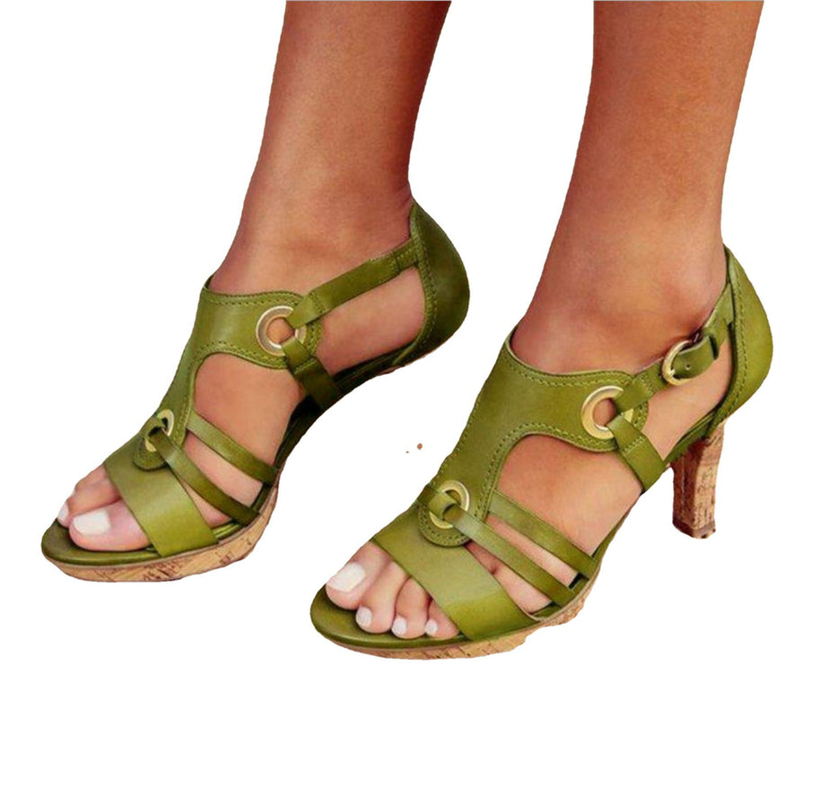 Damen Absatzsandalen mit raffinierten Riemen und kunstvollem Schnallendesign WW