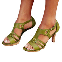 Damen Absatzsandalen mit raffinierten Riemen und kunstvollem Schnallendesign WW