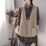 Damen Strickweste mit tiefem V-Ausschnitt und praktischen Taschen WW 1759203291