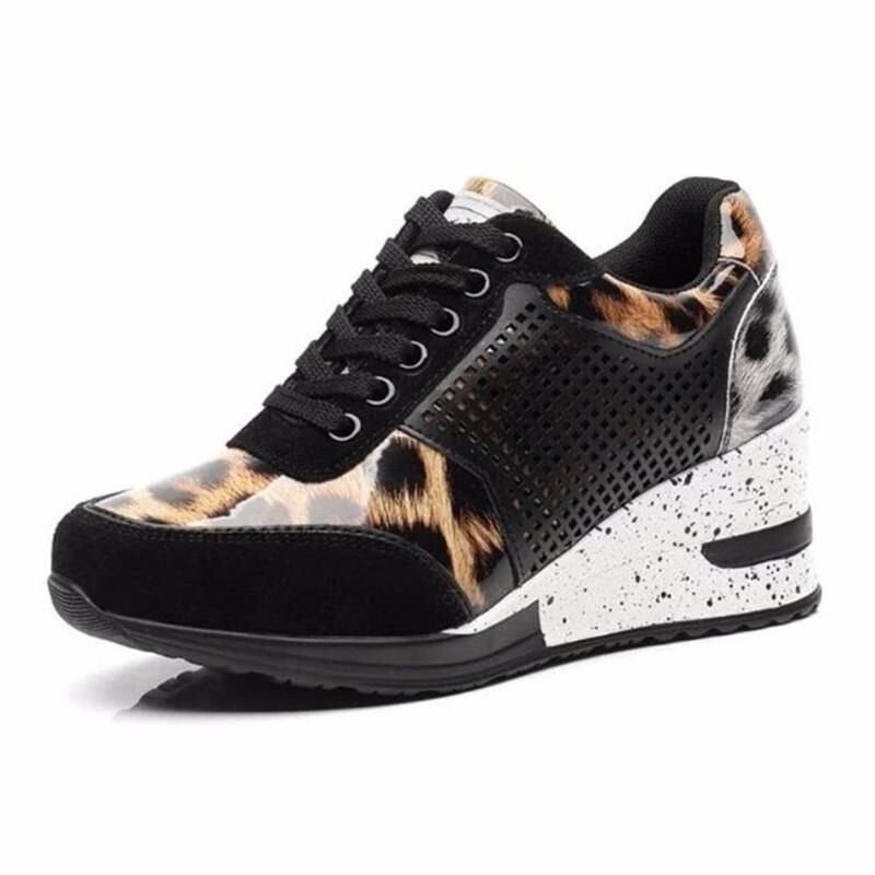 Damen Sneakers mit trendigem Leopardenmuster und speziellem Wedge-Design WW