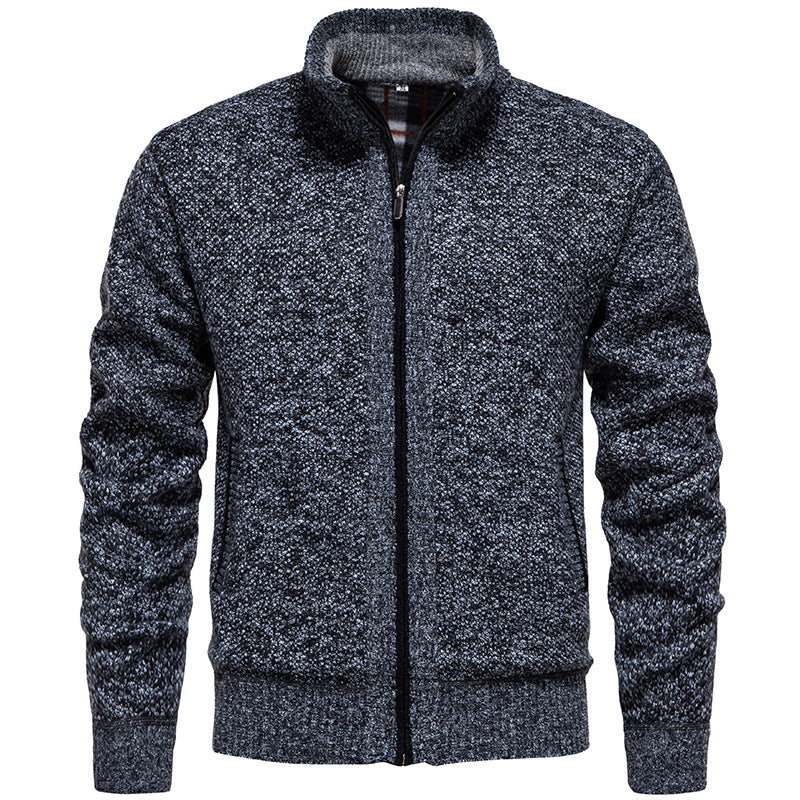 Herren Strickjacke mit hohem Kragen und praktischem Reißverschluss WW