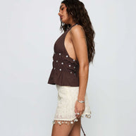 Damen Rock mit floralem Stickdesign und glitzernden Verzierungen WW