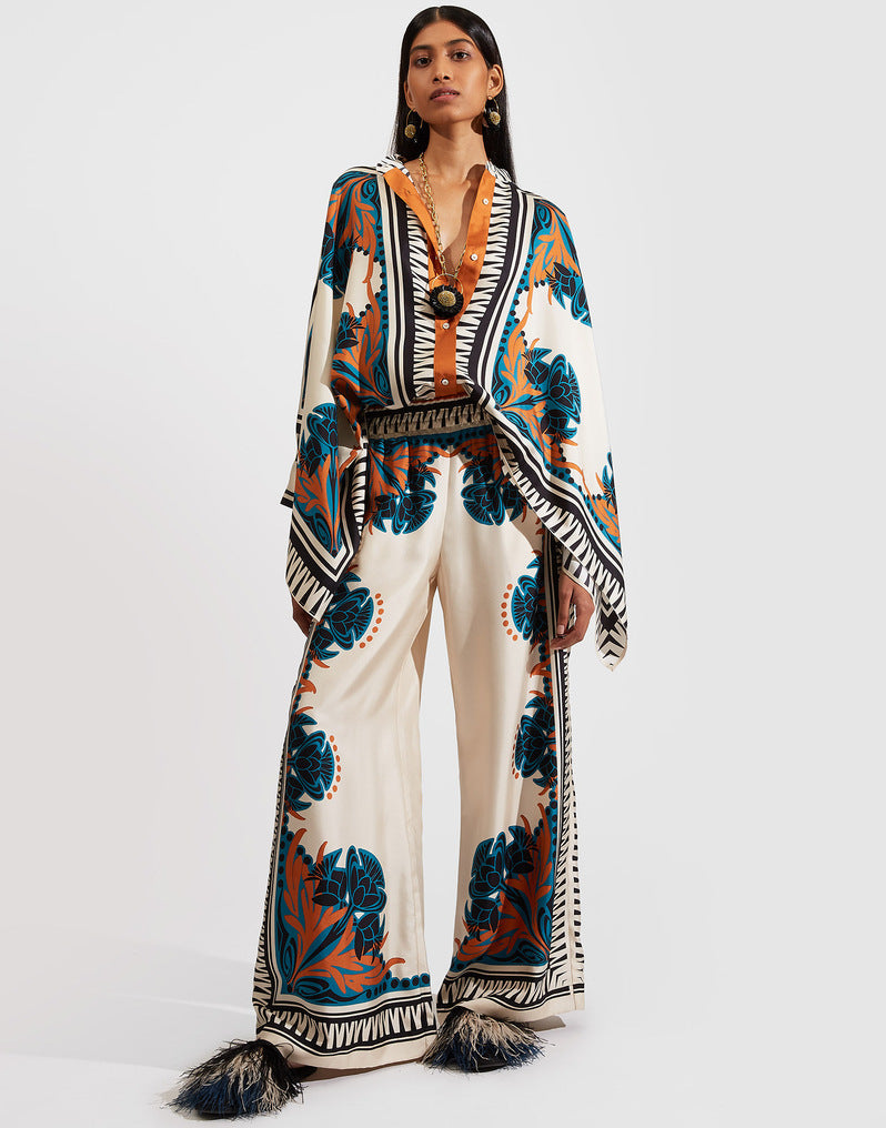 Damen Boho-Set mit Kimono-Oberteil und weit geschnittener Hose